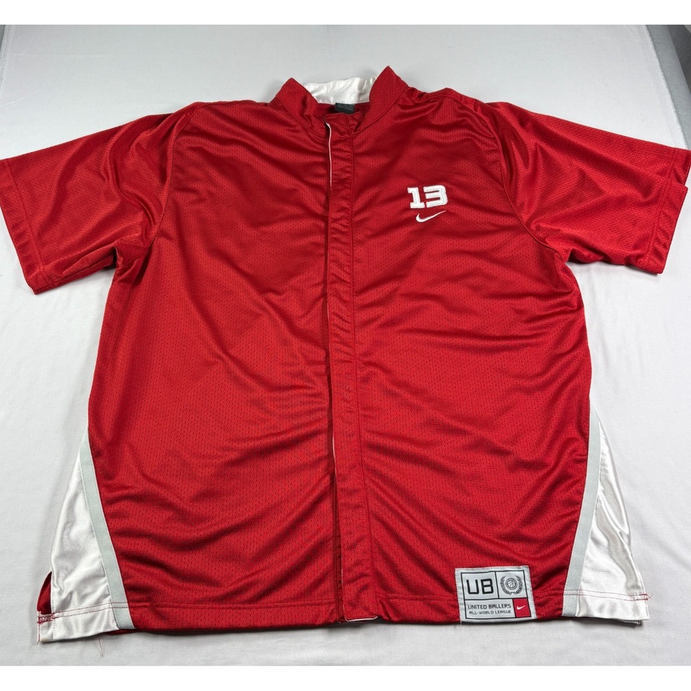 Vintage Nike Jersey Mens 3XL Red United Ballers Snap‎ Up Hip Hop Y2K